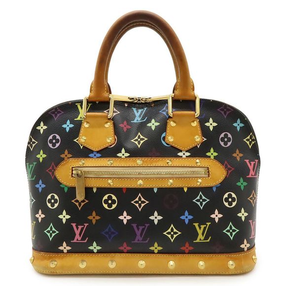 Louis Vuitton Monogram Multicolor Alma Handbag Studded Noir Black Black M92646 - Picture 1 of 9